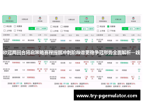 欧冠两回合将启策略赛程提醒冲刺阶段谁更稳争冠形势全面解析一线 欧冠两回合将启策略赛程提醒冲刺阶段谁更稳争冠形势全面解析一线